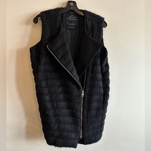 ALL SAINTS Italian Cloth Black Vest Virgin Wool + Alpaca - Size US 6